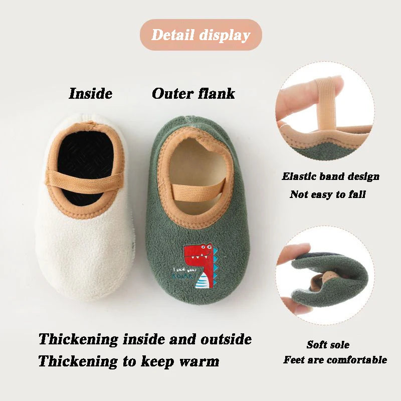 Baby Anti-slip Socks Cute Kids Slippers Newborn Warm Crib Floor Shoes with Rubber Sole for 0-24Month Children Boy Toddler Shoes