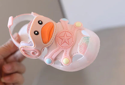 Little Duck Light-up LED Sandals for First Walker Anti-kick Baby Shoes for 0-3 Years Old Pre walker Soft Sole Cartoon for Girl
