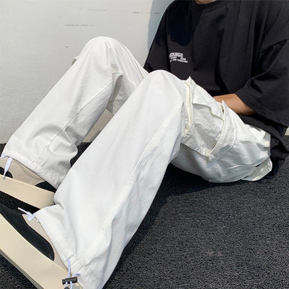 New Cargo Pants Men's Loose Straight Oversize Clothing Solid Grey Versatile Work Wear Black Joggers Cotton Casual Male Trousers