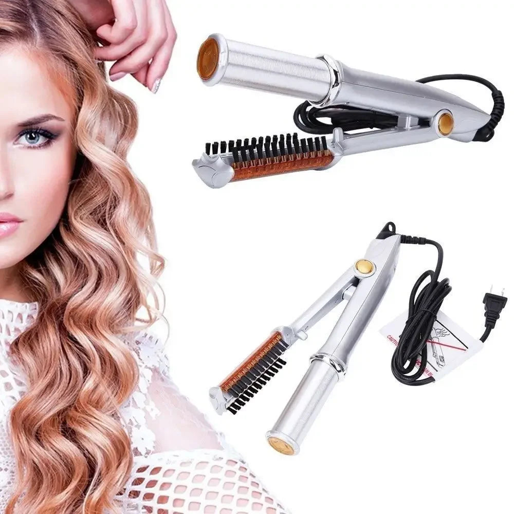 Professional Hairs Curler Straighter Rotating Hair Brush Curler Styler Hair Styling Tools Curling Iron Straighten Brush 2 In 1