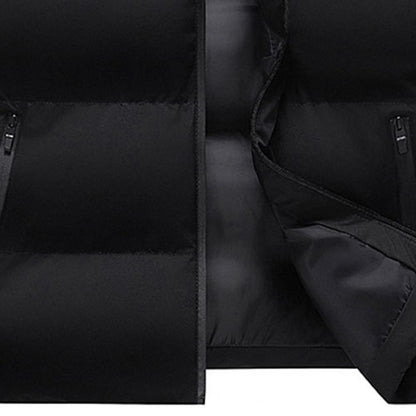 Men Waistcoat Thick Padded Cotton Vest Windproof Sleeveless Winter Outerwear Neck Zipper Cardigan Men Winter Coat