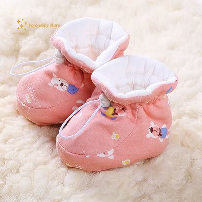 Newborn Baby Shoes for Boys Girls Winter Warm Thicken Plush Toddler Shoes Soft Sole Kids Short Booties Infant First Walker