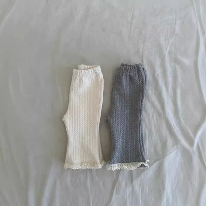 Autumn New Girls Lace Leggings Infant Trousers Cotton Cute Baby Girl Flared Pants Toddler Elastic Pants Kids Casual Pants