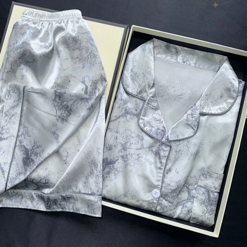 Cherries Print Two Pieces Pajamas Set Summer Faux Stain Pajamas Fashion Home Clothes Ladies Casual Shorts and Top Set Pyjamas