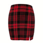 Plaid Skirt Sexy Micro Skirt Offiece Lady Red Green Elegant Pencil Mini Skirts Streetwear High Waist Lady Short Skirt for Women