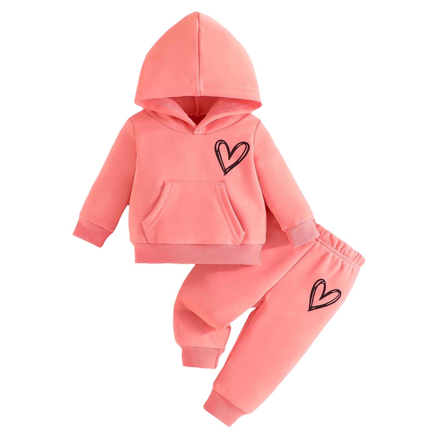 Children Hooded Tracksuits Suits 3-24M Toddler Boys Girls Clothing Suit Heart Print Sweatshirt And Sports Pants Set