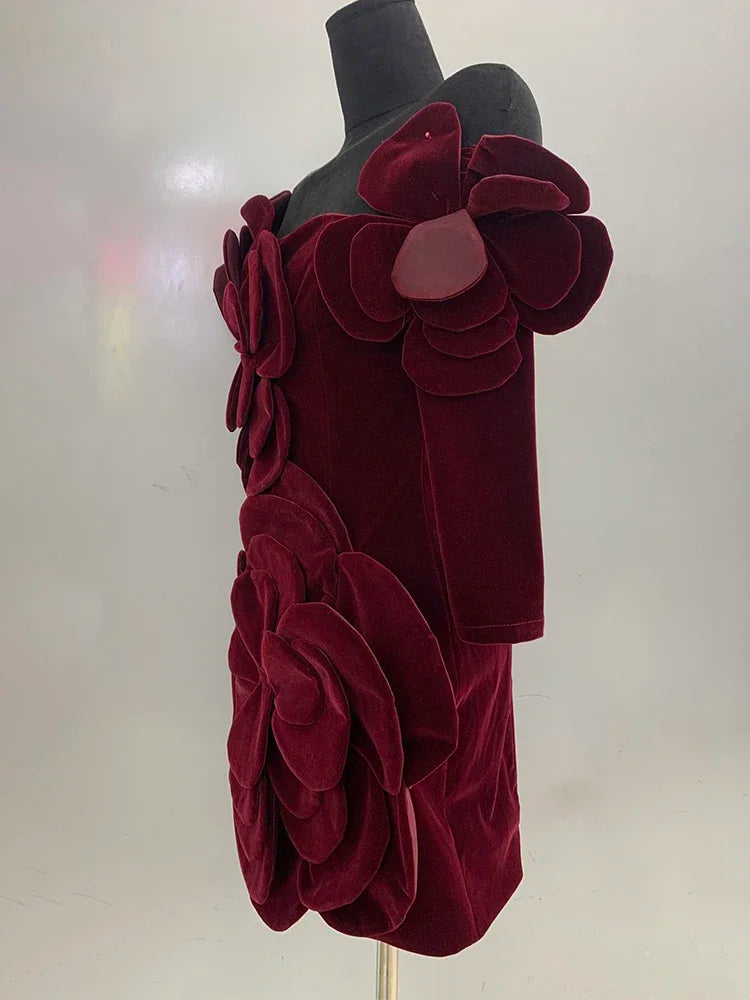 Solid Patchwork Appliques Sexy Mini Dresses For Women Strapless Long Sleeve Slimming Evening Party Dresses Female