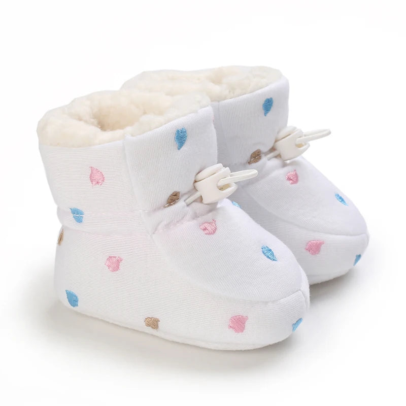 2025 Baby Autumn Winter Boots Baby Girl Boys Winter Warm Shoes Solid Fashion Toddler Fuzzy Balls First Walkers Kid Shoes 0-18M