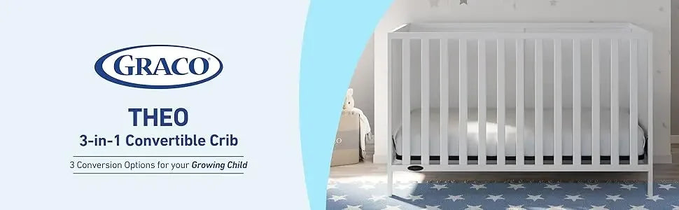 3-in-1 Convertible Crib (White) - Gold Certified, Converts to Toddler Bed & Daybed, Fits Standard Full-Size Crib Matt