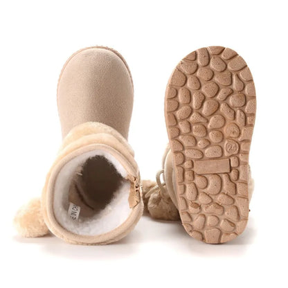 New Girls Snow Boots Winter Comfortable Thick Warm Kids Boots Lobbing Ball Thick Children Autumn Cute Boys Boots Princess Shoes