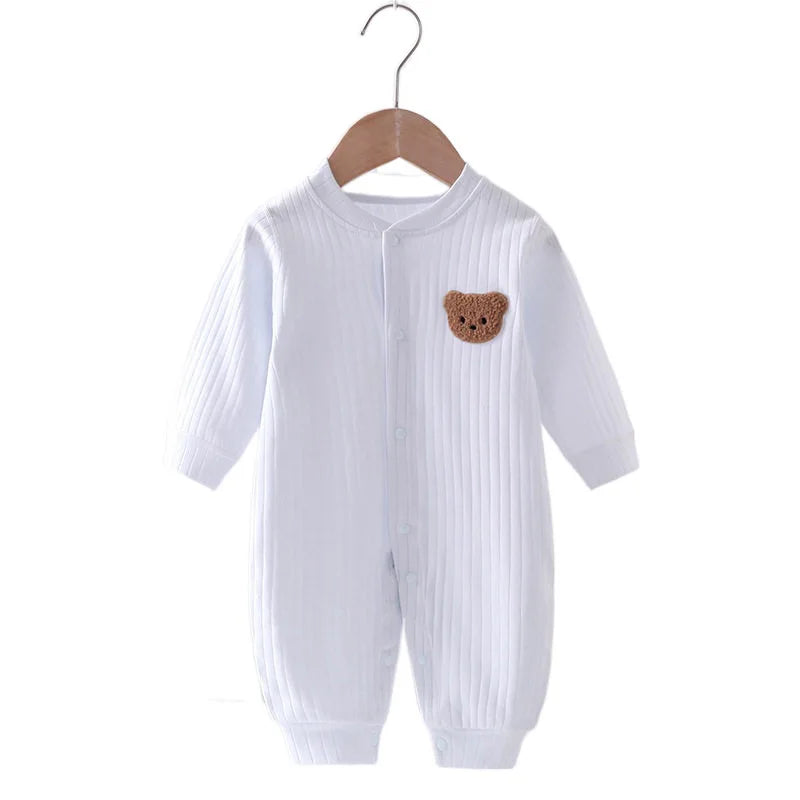 Autumn Baby Romper Solid Color Bear Jumpsuit Cotton Spring Newborn One-Pieces Clothing for Boys Girls Infant Onesie 0-18M
