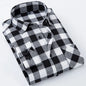 Men's Slim-fit Casual Brushed Flannel Contrast Plaid Shirt Single Patch Chest Pocket Comfortable Soft Long Sleeve Gingham Shirts