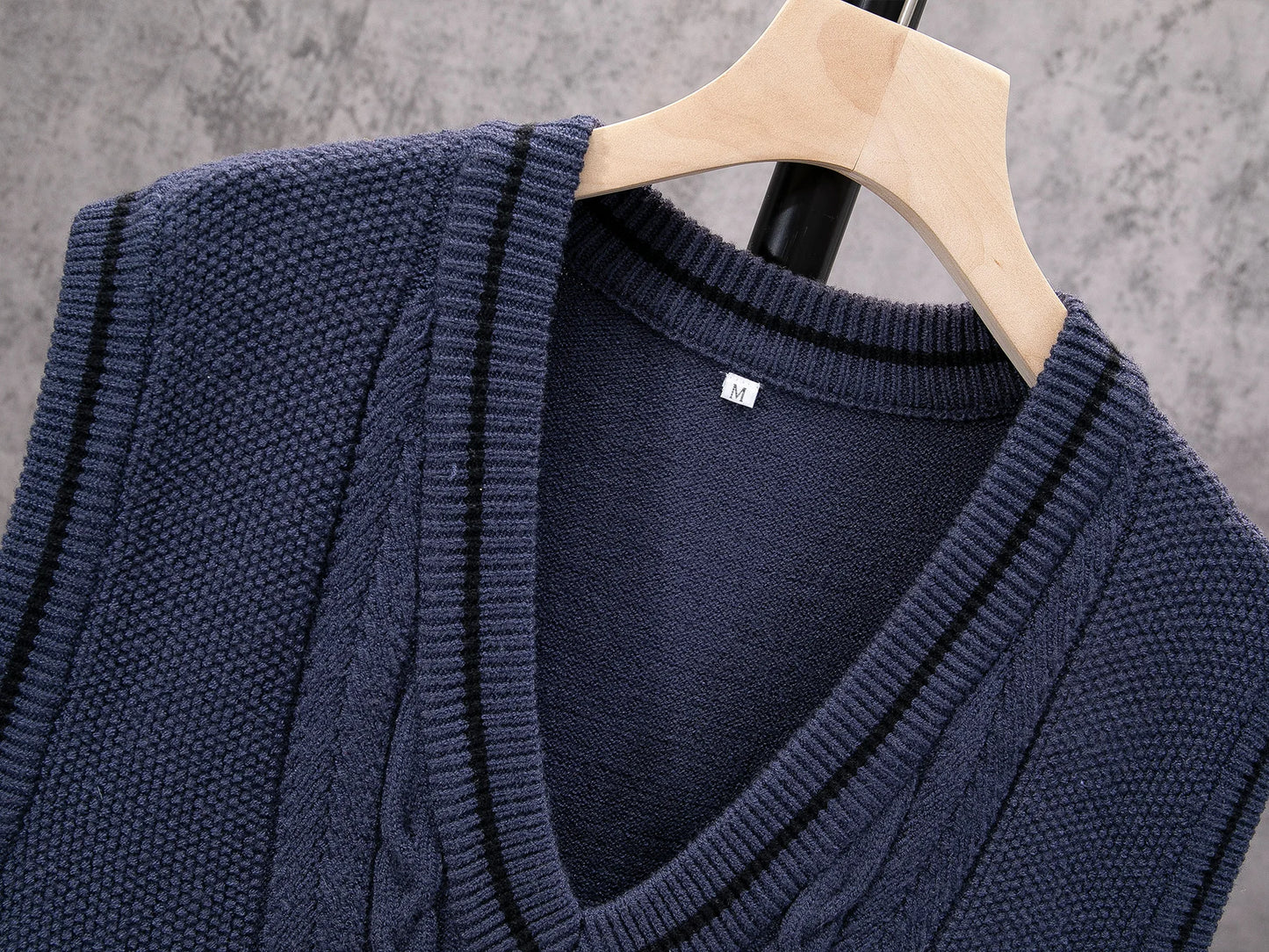 ShiSho original men's striped versatile home casual basic comfortable autumn & winter warm V-neck knitted sweater vest