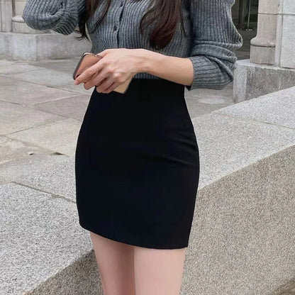 Office Women Hip Wrap Skirt Vintage Grey Suit Tight Mini Skirt Summer Korean Fashion High Waist Casual A Line Short Skirt Y2K