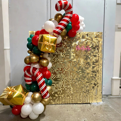 93 red, green,，gold, and white Christmas decoration wreaths, including candy cane gift boxes, suitable for Christmas party decor