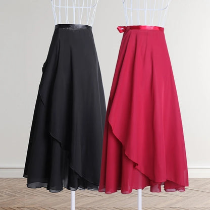 Women Wrap Dance Skirt Girls Long Dance Skirt Ballet Wrap Skirt Dance Skate Over Scarf Skirt Dancewear