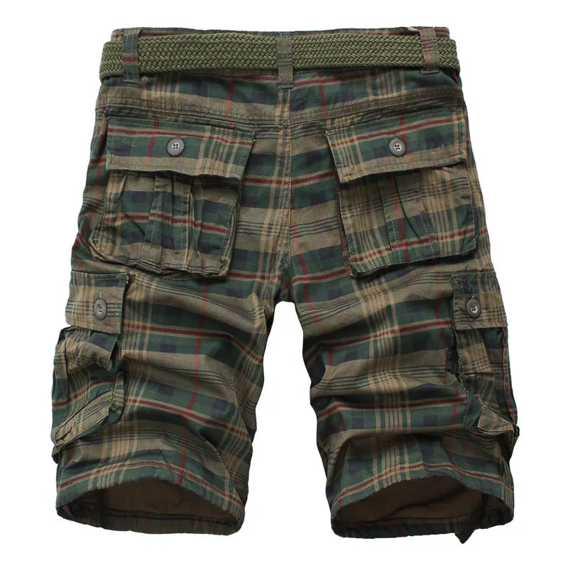 2025 Summer new men's cargo shorts men's large size fashion casual plaid Shorts