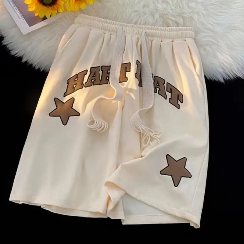 Summer Men Y2k Shorts Letter star Foam Print Shorts Casual Fashion Loose Sweatpants Gym Basketball Short Pants Streetwear 8XL