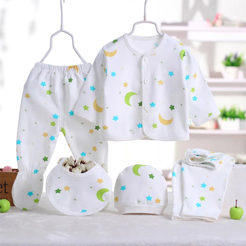 5Piece Sets Spring Autumn Newborn Girls Boy Clothes Casual Cartoon Cute Print Cotton Tops+ Pants Baby Boutique Clothing BC1477-1
