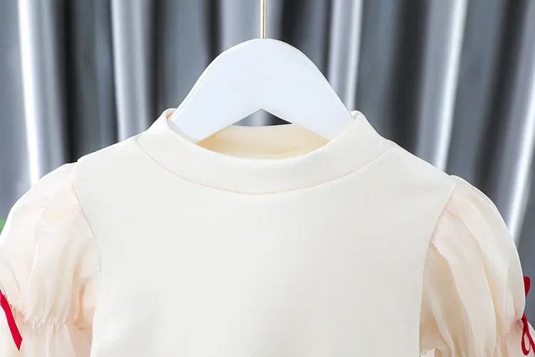 Toddler Baby Girls Dress Autumn  Winter Kids Red Christmas New Year Plush Warm Dress Infant Clothing Set Top+ skirt For 1-4 Years