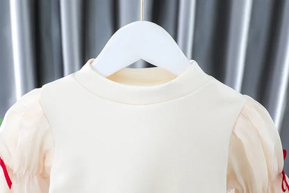 Toddler Baby Girls Dress Autumn  Winter Kids Red Christmas New Year Plush Warm Dress Infant Clothing Set Top+ skirt For 1-4 Years