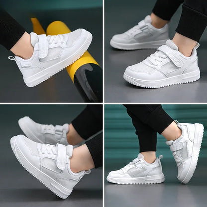 Children Sneaker Boys Casual Shoes Black Leather Flat Student Walking Shoes Non-slip Girl Lightweight Sports Tennis Footwear