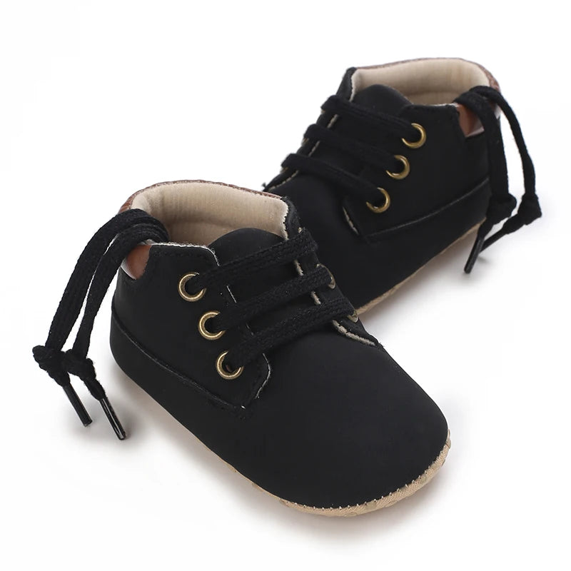 Fashionable 0-18M Boys and Girls' Shoes Classic Solid Color Leather Bottom Anti slip Preschool First Step Casual Sports Shoes