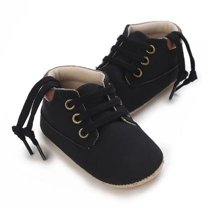Fashionable 0-18M Boys and Girls' Shoes Classic Solid Color Leather Bottom Anti slip Preschool First Step Casual Sports Shoes