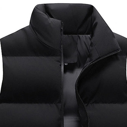 Men Waistcoat Thick Padded Cotton Vest Windproof Sleeveless Winter Outerwear Neck Zipper Cardigan Men Winter Coat