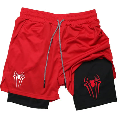 Men's Workout Compression Set Y2K Spider Printed Gym T-shirts Breathable Running Shorts Quick Dry Sports Rash Guard Sportwear Set