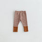 2025 Autumn New Baby Leggings Cotton Girls Striped Patchwork Leggings Infant Stretch Pants Toddler Trousers Boys Clothes