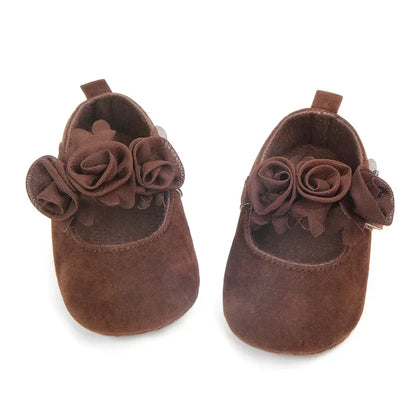 Girls Shoes Soft Soles Non-slip Beautiful Flowers Solid Color Fashion Toddler Infant Newborns Crib First Walkers Princess Shoes