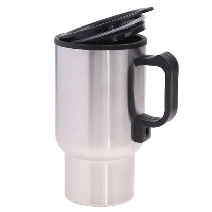 12V 450ml Steel Vehicle Heating Cup Electric Heating Car Kettle Coffee Heated Mug USB Heating Car Coffee Mug Thermos Cup