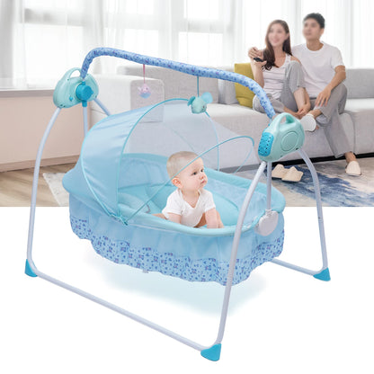 5 Gears Electric Auto-Swing Baby Crib Cradle Sleep Bed Infant Rocker + Net Music Bluetooth Music Adjustable+ Mat