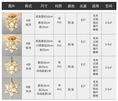 Lamps for Living Room Decor Five-pointed chandelier Modern Balcony Corridor Porch Fashion Network Red Star  Ceiling Light