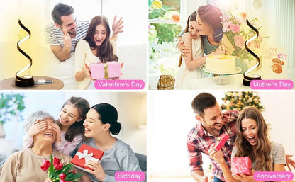 Table Lamps for Living Room, Modern Spiral Dimmable LED Table Lamp, Small Bedside Lamps, Nightstand Lamp for Bedroom Office Home