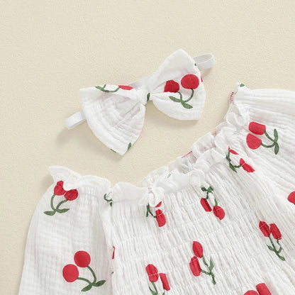 Tregren Infant Baby Girls Valentine's Day Romper Heart Print Long Sleeve Boat Neck Jumpsuits Spring Fall Bodysuits with Headband