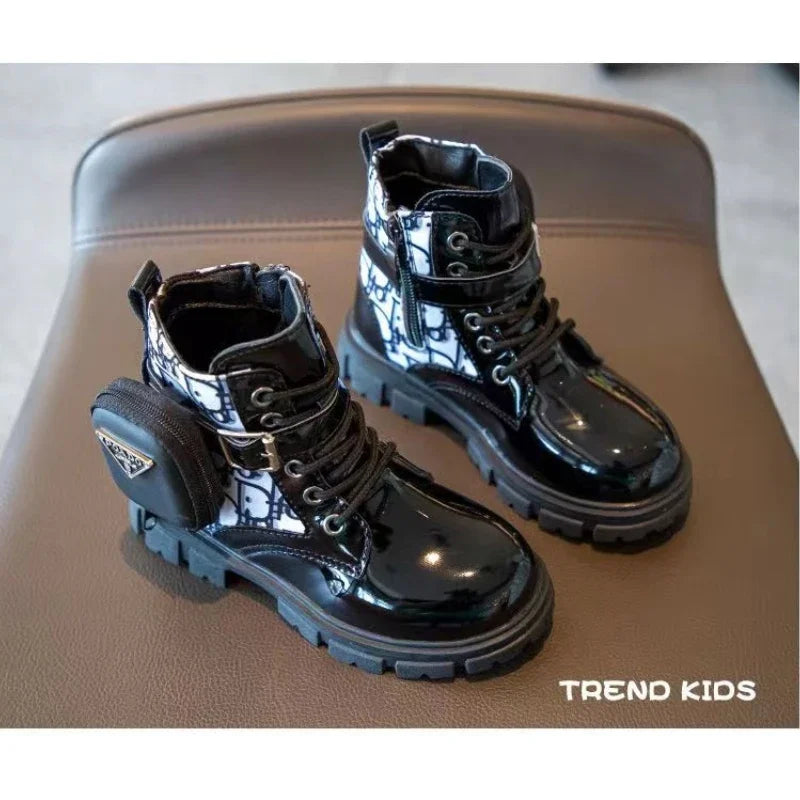 Spring and Autumn Girls Kids Shoes Ankle Boots Fashion British Style Single Boot Soft Sole Versatile Children's  Leather Shoes