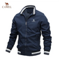 Camel - Men's premium embroidered zippered jacket, casual outdoor sports jacket, fashionable top, spring and autumn, high-quality