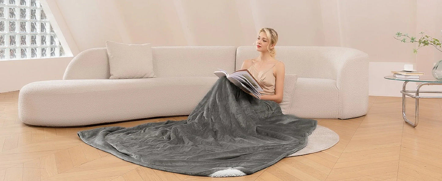 Heated Blanket-Electric Blanket, Soft Heated Throw Blanket with 6 Heating Levels & 4 Hours auto-Off,Over-Heat Protection