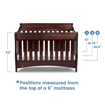 4-in-1 Convertible Baby Crib, Black Cherry Espresso
