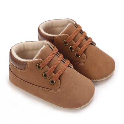 Fashionable 0-18M Boys and Girls' Shoes Classic Solid Color Leather Bottom Anti slip Preschool First Step Casual Sports Shoes
