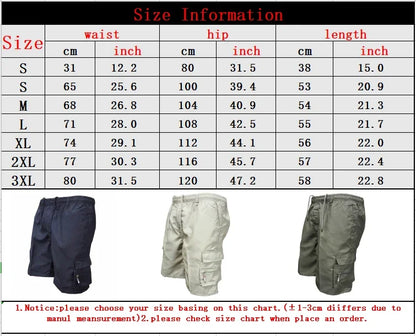 Outdoor Cargo Shorts Male Overalls Elastic Waist Cycling Shorts Multi-pockets Loose Work Shorts Quick Dry Sport Printed Trousers
