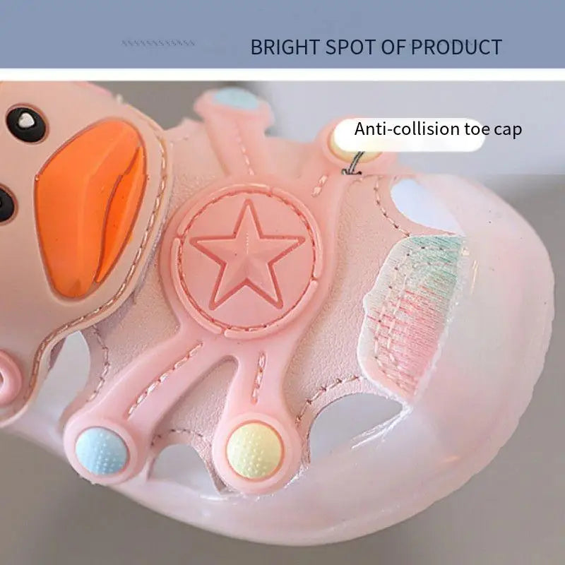 Little Duck Light-up LED Sandals for First Walker Anti-kick Baby Shoes for 0-3 Years Old Pre walker Soft Sole Cartoon for Girl