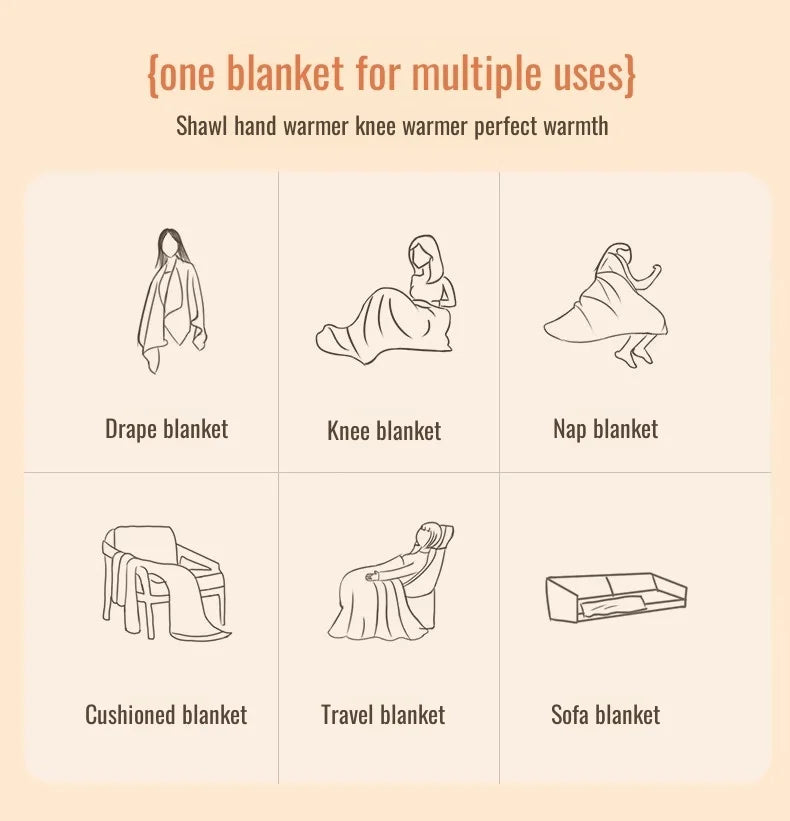 Electric Blanket Heated Shawl USB Warming Blanket Portable Washable Graphene Heating Blanket for Winter