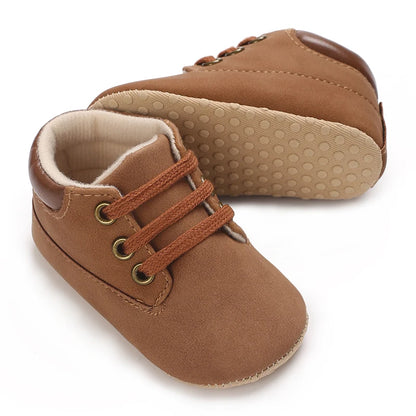 Fashionable 0-18M Boys and Girls' Shoes Classic Solid Color Leather Bottom Anti slip Preschool First Step Casual Sports Shoes