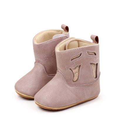 Suefunskry Baby Girl Boy Warm Boots Vintage Style Hollow Out First Walking Shoes Cute Snow Boots Shoes for Winter Fall