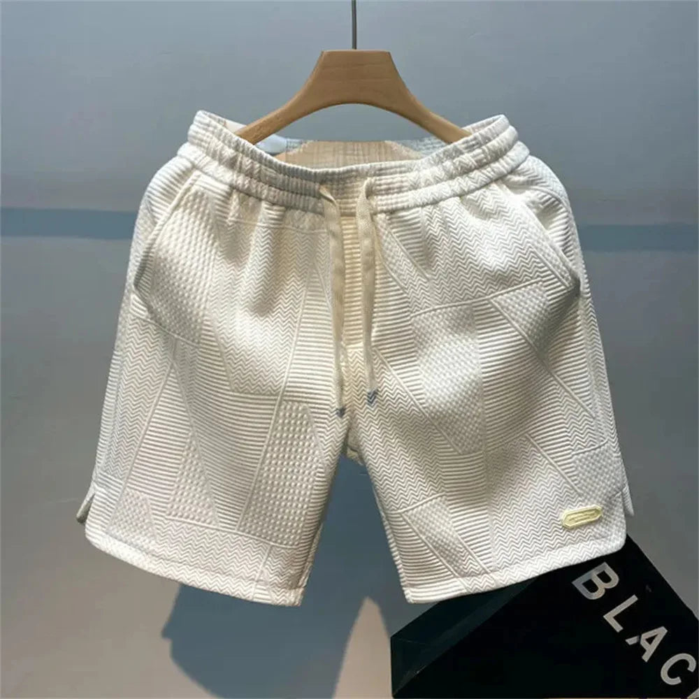 2025 Men Fashion Cotton Blended Solid Color Loosen Up The Waist Summer Multi-Pocket Shorts Wide Beach Casual Shorts Hot Selling