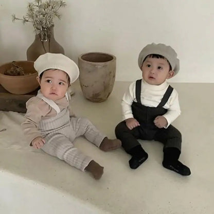 2025 Autumn New Baby Solid Leggings Toddler Boy Pp Pants Cotton Infant Girl Overalls Kids Casual Trousers Baby Strap Leggings