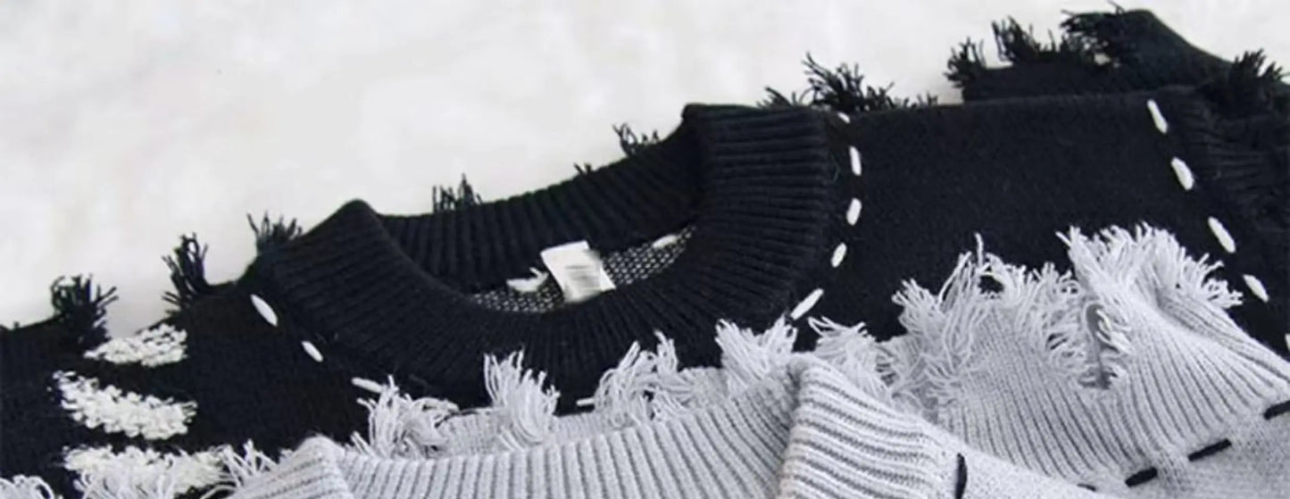 Sweater Vests Men Frayed Raw Edge Comfortable Sleeveless All-match Japanese Style Knitting Leisure Daily Chic Aesthetic Classic